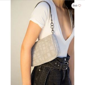 Alanna Suede Croc Baguette Bag Free People